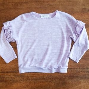 Lightweight long-sleeve sweater with ruffle sleeve